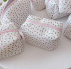 Handmade Korean Style Strawberry Knit Cotton Pouch | Aesthetic Makeup Bag | Cute Travel Organizer