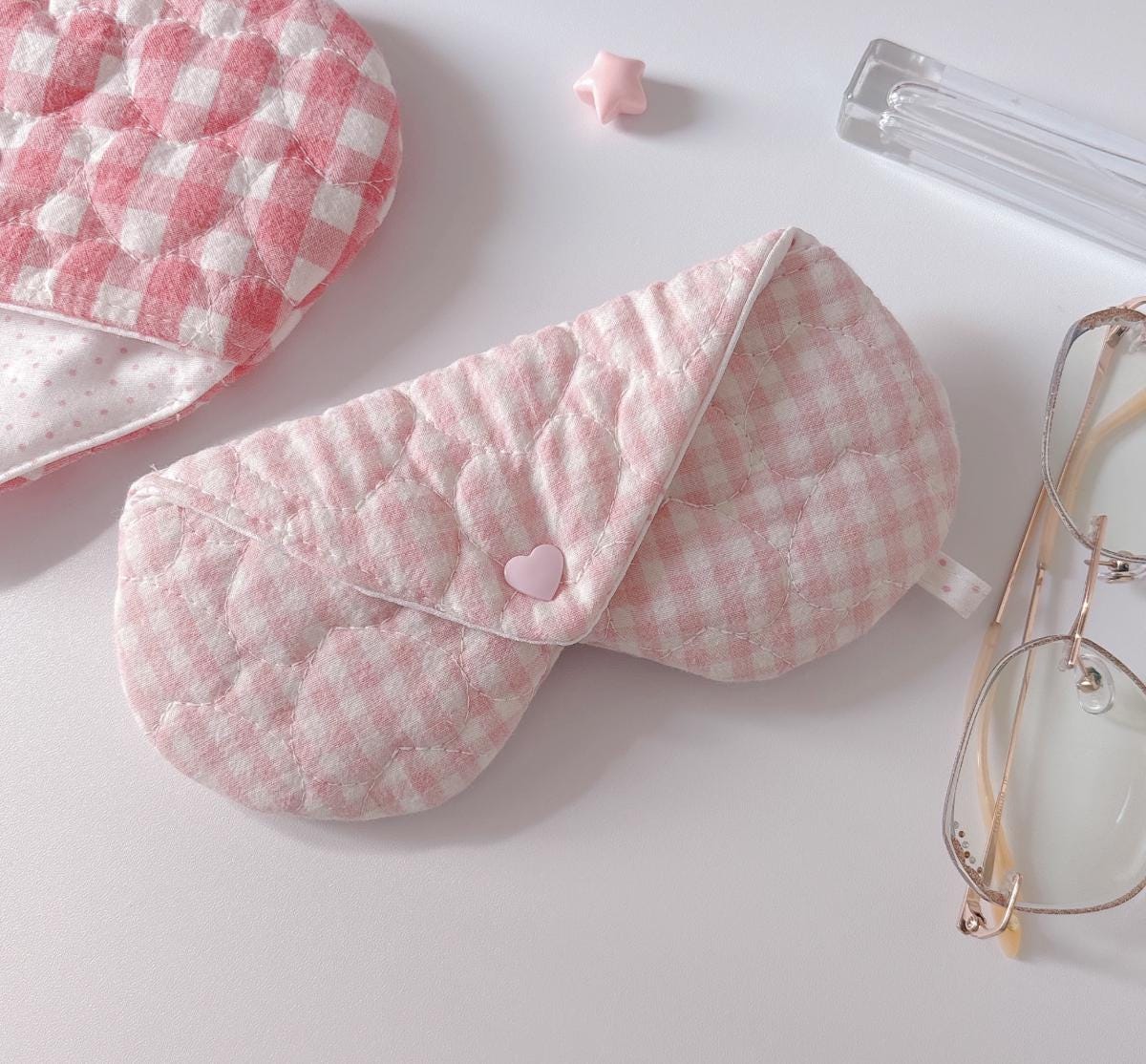 Handmade Fabric Glasses Case | Korean Style Soft Padded Eyeglass Pouch | Cute NS Aesthetic Storage Bag | Cozy Gift Idea for her