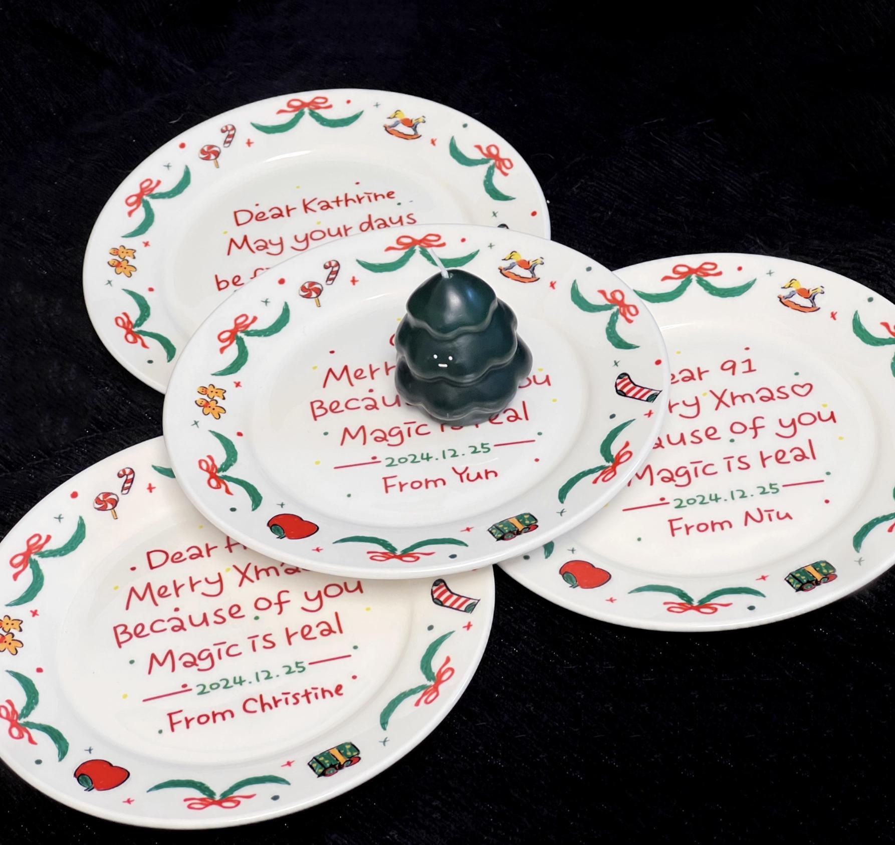 Custom Name Ceramic Plate | Personalized Christmas or Birthday Plate | Custom Date & Text | Handmade Ceramic Dinnerware | Gift for Her