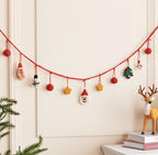 Christmas Garland Felt Ball Santa & Pine Tree Hanging