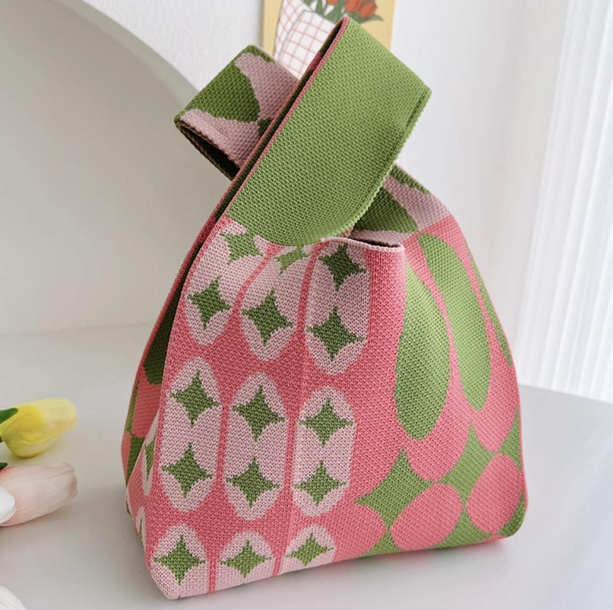 Soft Thick Knit Reusable ShoppingBag | Casual Washable Fabric Bag | Gift for Her