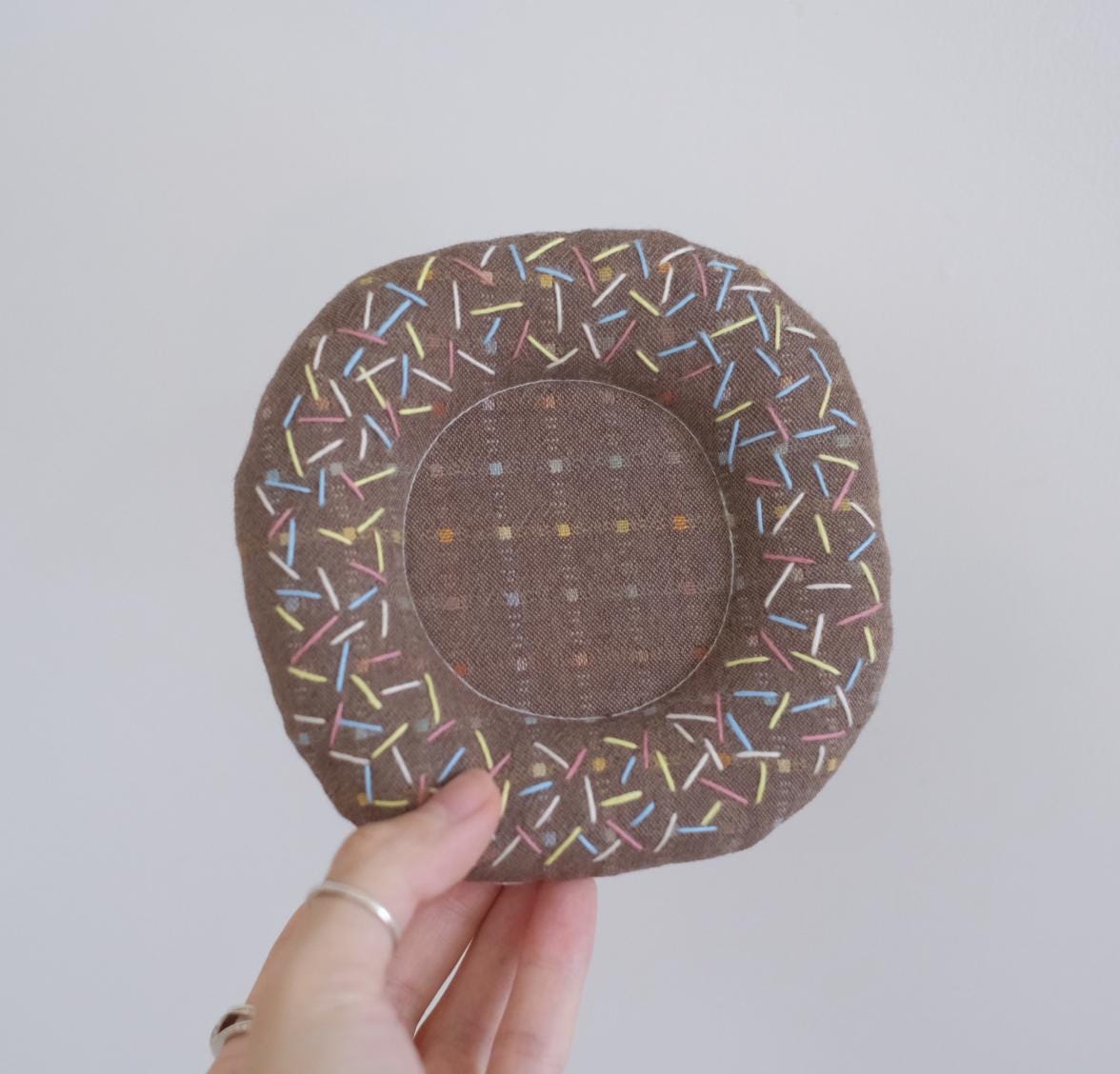 Handmade Embroidered Donut Coaster | Fabric Coaster Round Mug Mat | Cute Stitch Coaster | Sweet Home Decor | Gift for Coffee Lovers