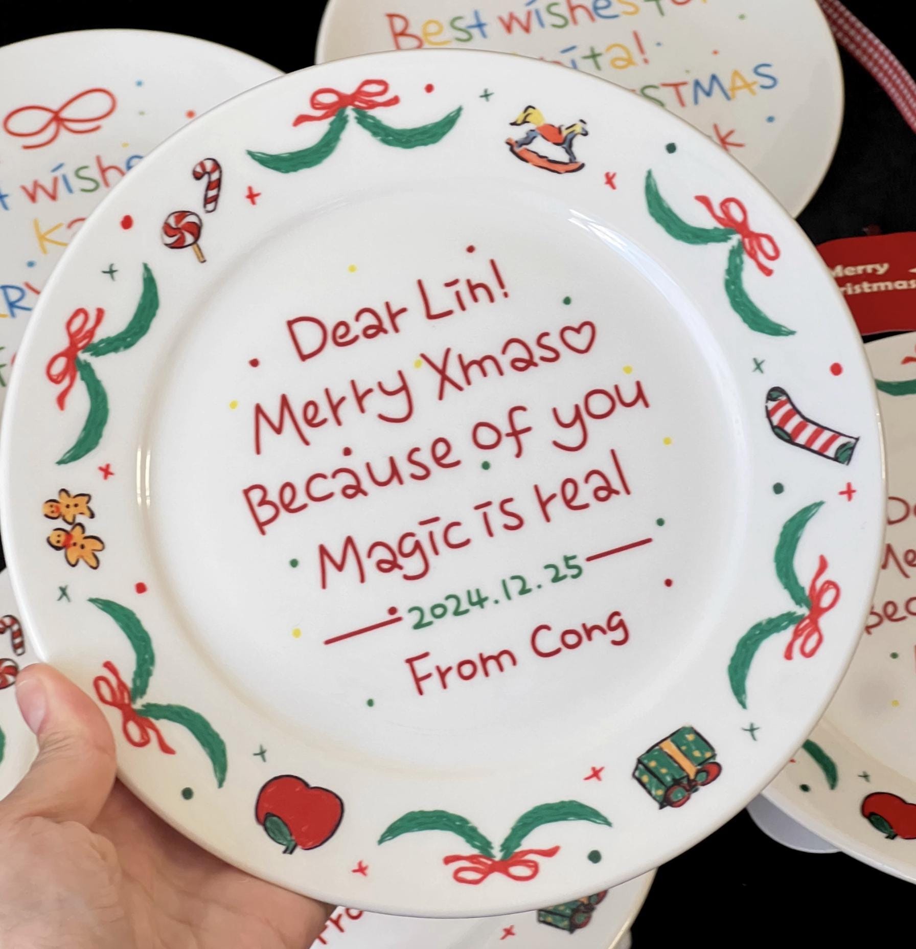 Custom Name Ceramic Plate | Personalized Christmas or Birthday Plate | Custom Date & Text | Handmade Ceramic Dinnerware | Gift for Her