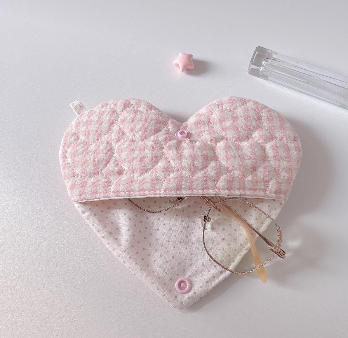 Handmade Fabric Glasses Case | Korean Style Soft Padded Eyeglass Pouch | Cute NS Aesthetic Storage Bag | Cozy Gift Idea for her