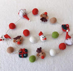 Christmas Garland Felt Ball Santa & Pine Tree Hanging