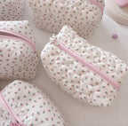 Handmade Korean Style Strawberry Knit Cotton Pouch | Aesthetic Makeup Bag | Cute Travel Organizer
