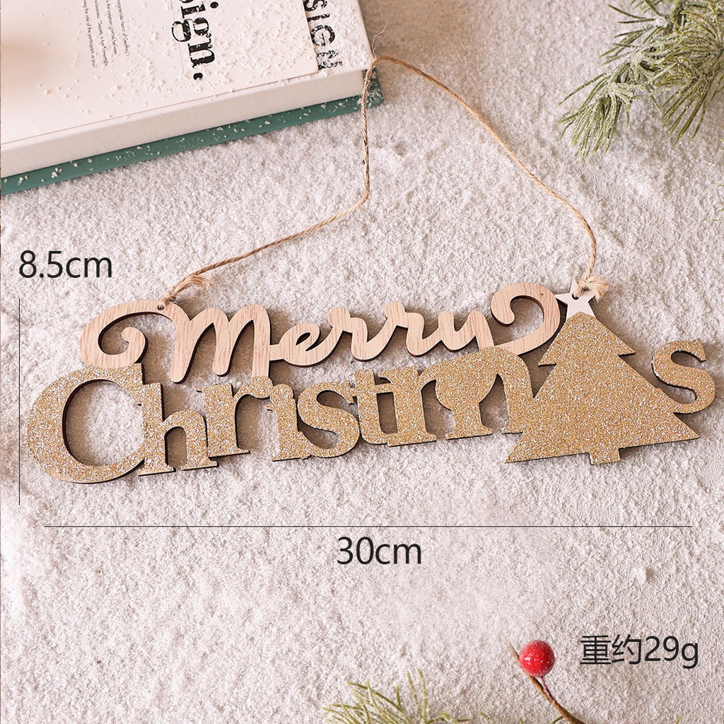 Wooden Christmas Letter Ornaments with Flocked Stars & Santa Hats, Holiday Tree Hanging Decor, Xmas Alphabet Signs