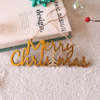 Wooden Christmas Letter Ornaments with Flocked Stars & Santa Hats, Holiday Tree Hanging Decor, Xmas Alphabet Signs