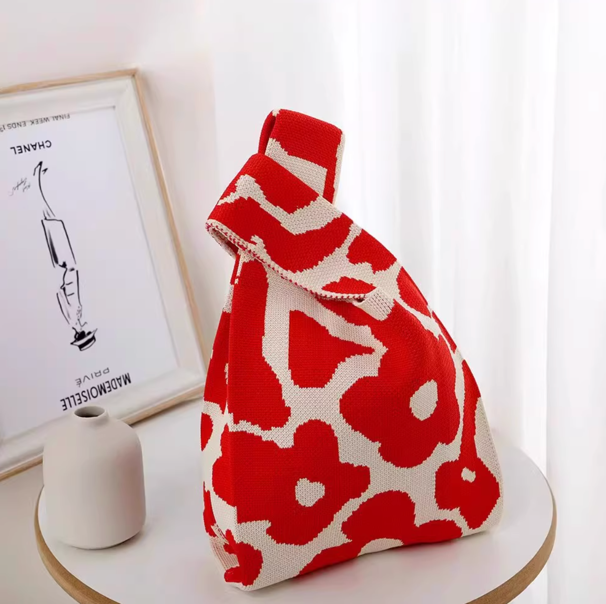 Soft Thick Knit Reusable ShoppingBag | Casual Washable Fabric Bag | Gift for Her