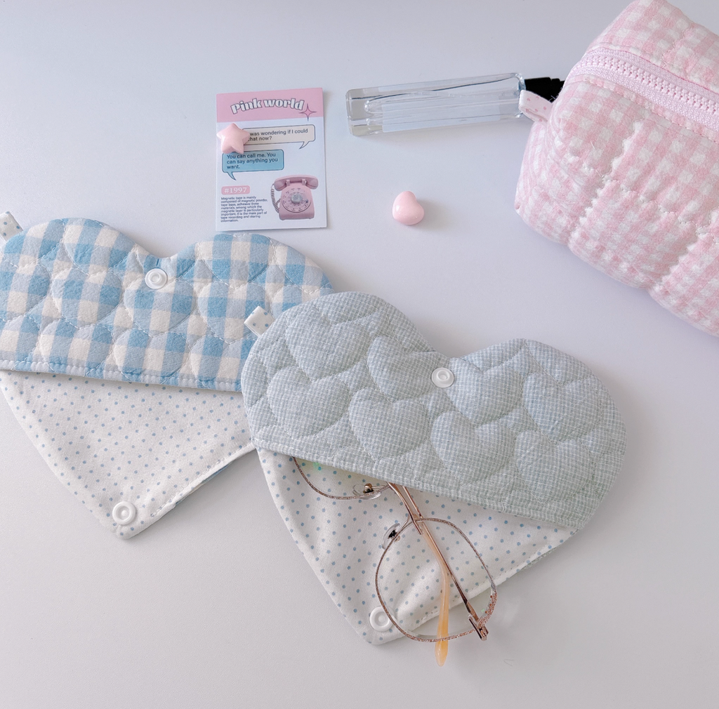 Handmade Fabric Glasses Case | Korean Style Soft Padded Eyeglass Pouch | Cute NS Aesthetic Storage Bag | Cozy Gift Idea for her