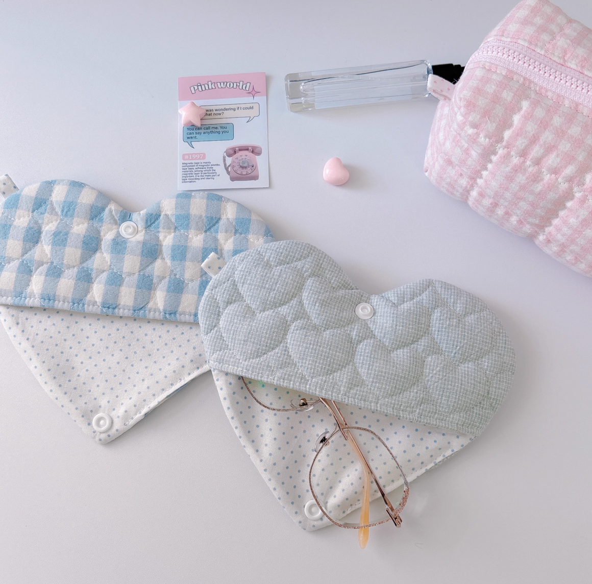 Handmade Fabric Glasses Case | Korean Style Soft Padded Eyeglass Pouch | Cute NS Aesthetic Storage Bag | Cozy Gift Idea for her