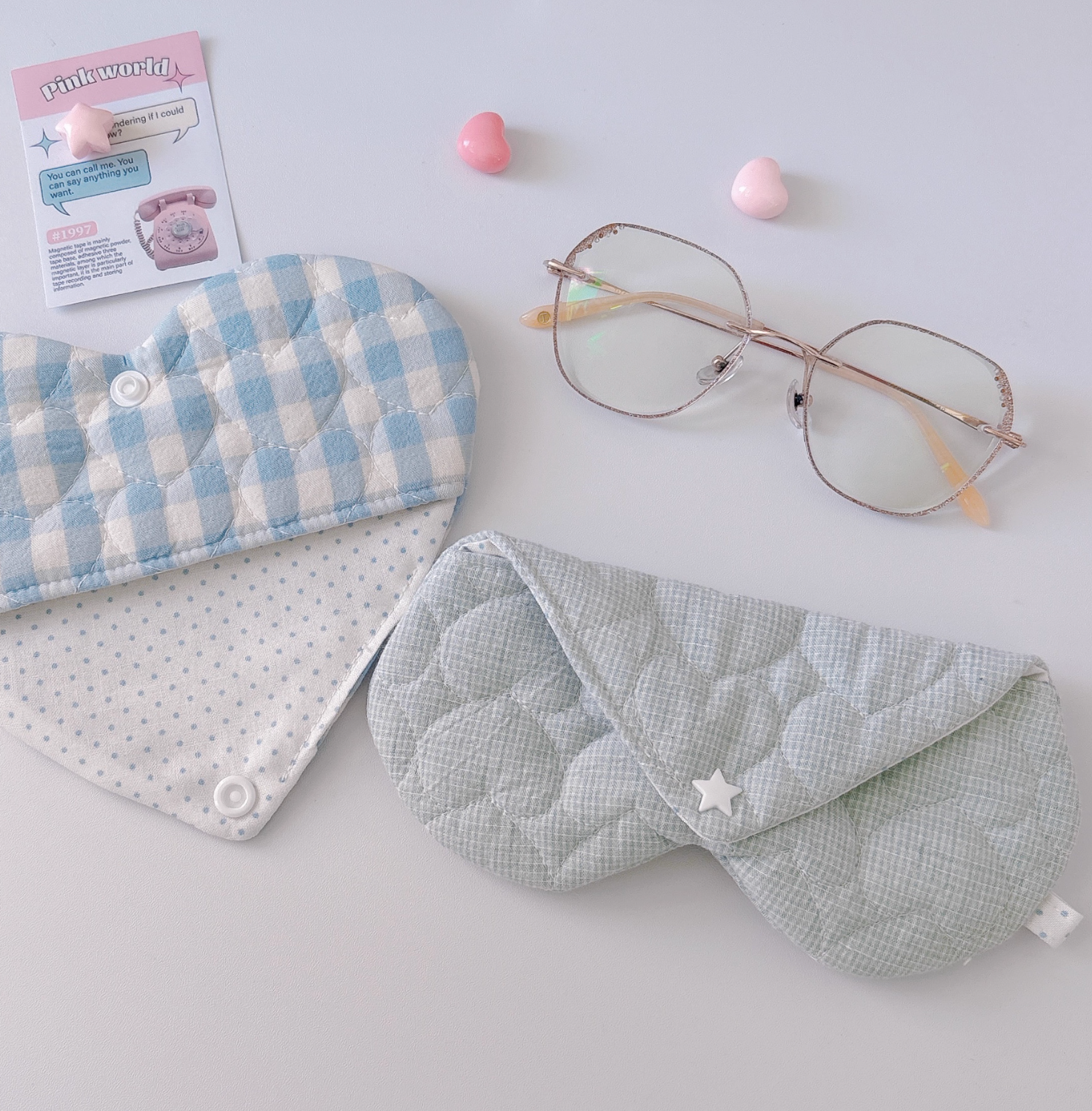 Handmade Fabric Glasses Case | Korean Style Soft Padded Eyeglass Pouch | Cute NS Aesthetic Storage Bag | Cozy Gift Idea for her