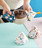 Japanese-Style Quilted Pot Lid Holder | Handmade Heat Proof Pot Cap | Heat-Resistant Cloth Handle Cover | Kitchen Gift