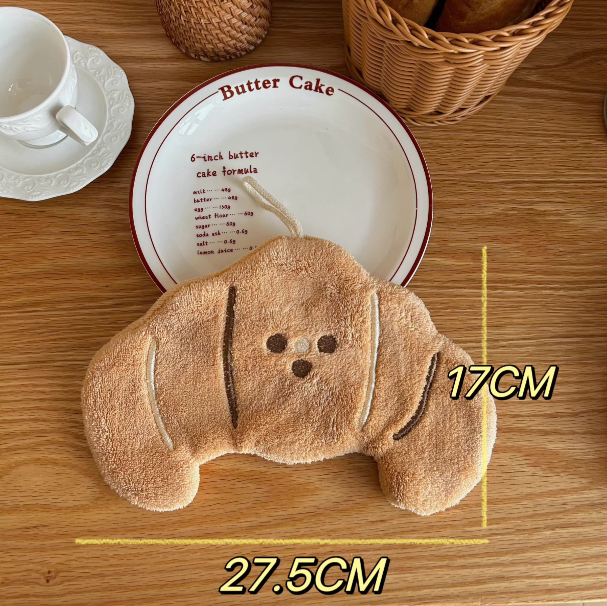 Cute Bread Hanging Hand Towel | Super Absorbent Thick Kitchen Towel | Soft Washroom & Bathroom Hand Drying Cloth | Adorable Home Gift