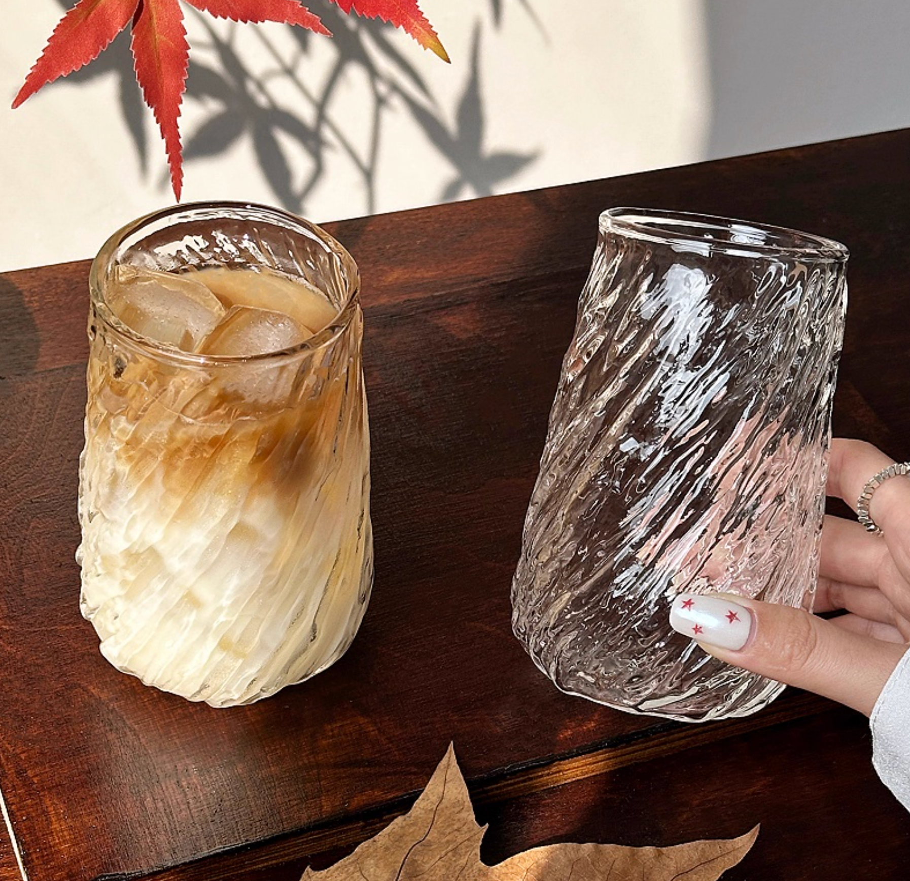 Glass Coffee Cup | Clear Iced Latte Cup for Cold Drinks - 420ml