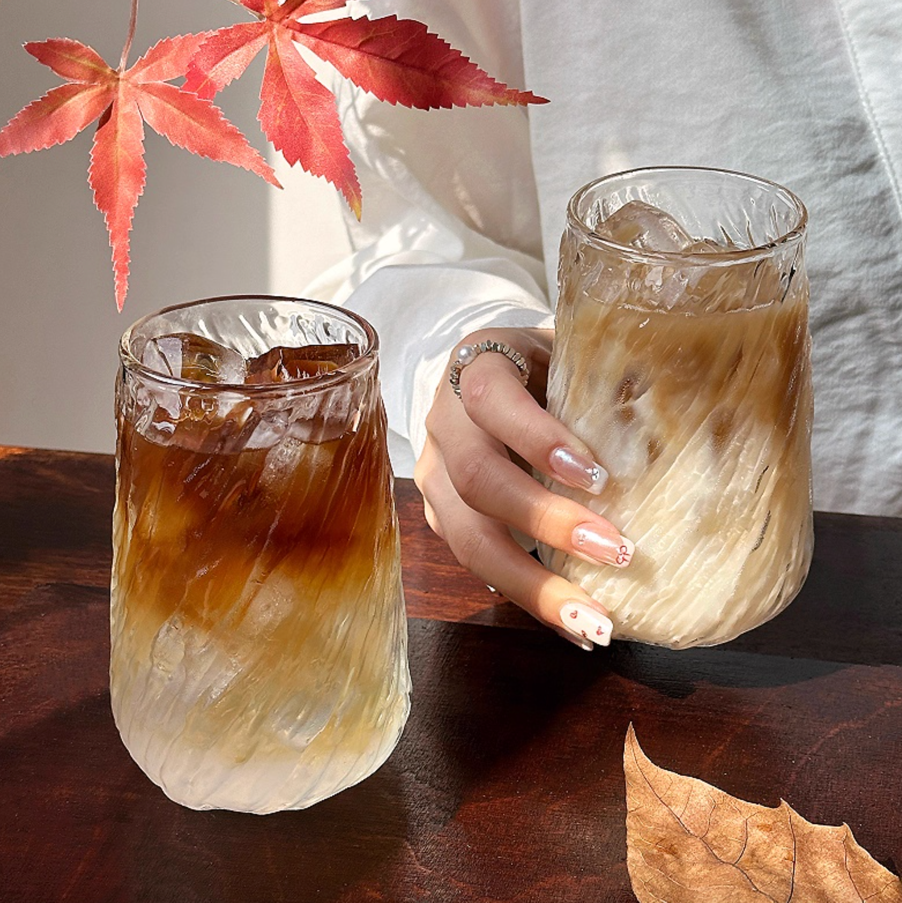 Glass Coffee Cup | Clear Iced Latte Cup for Cold Drinks - 420ml