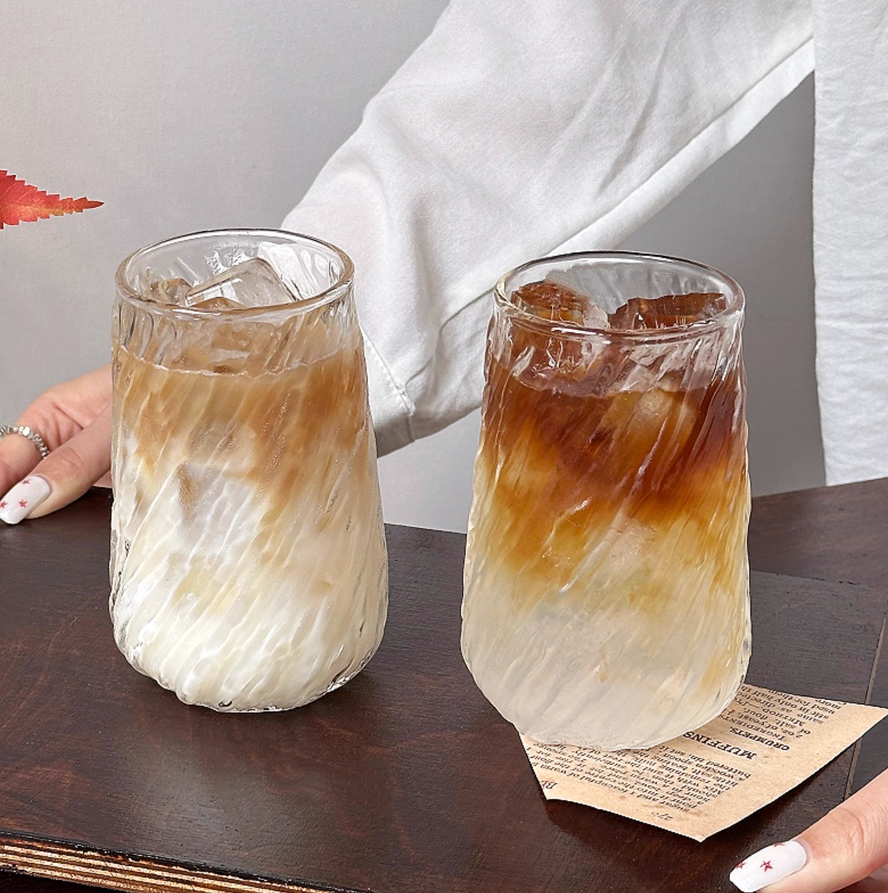 Glass Coffee Cup | Clear Iced Latte Cup for Cold Drinks - 420ml