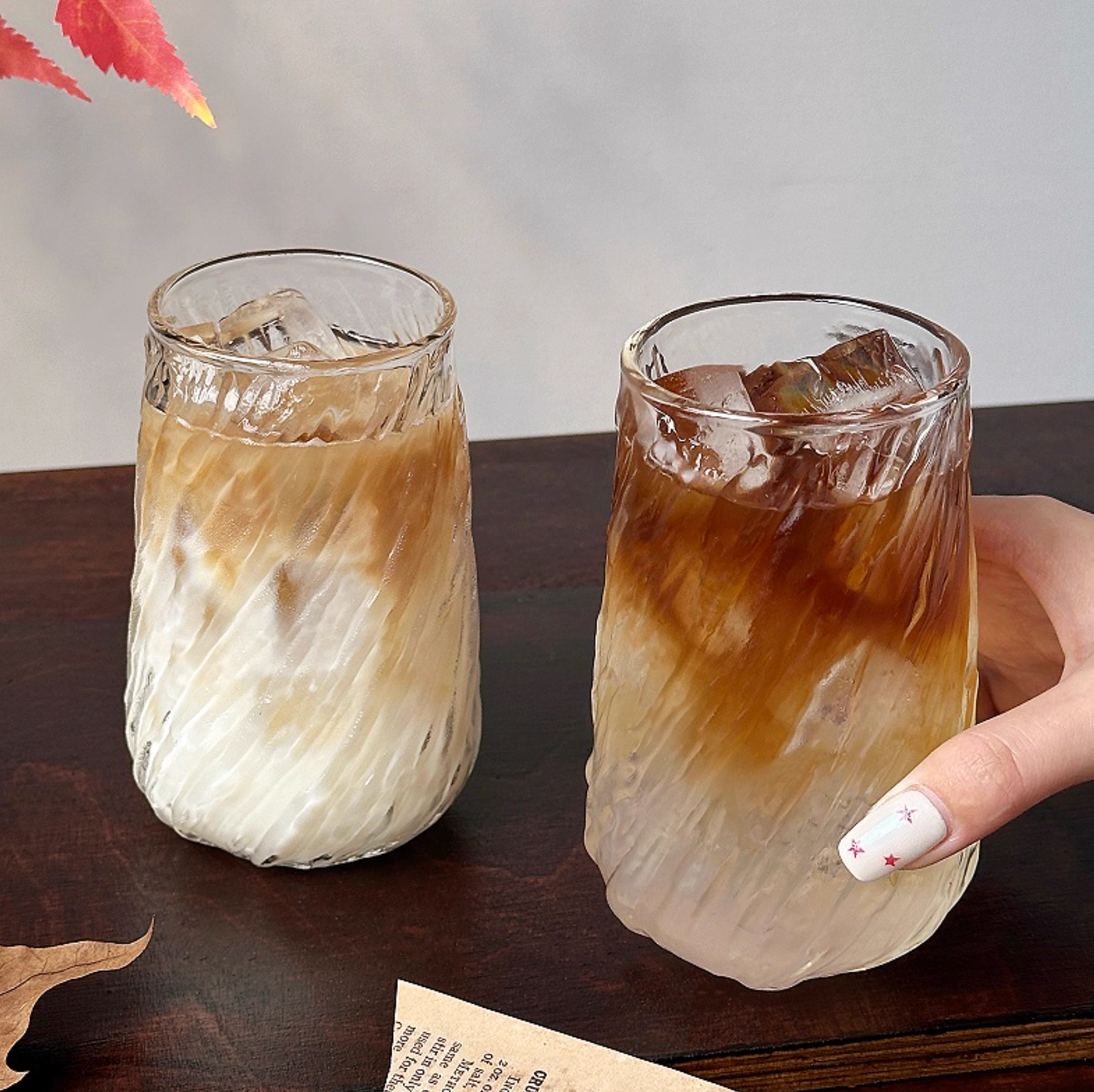 Glass Coffee Cup | Clear Iced Latte Cup for Cold Drinks - 420ml