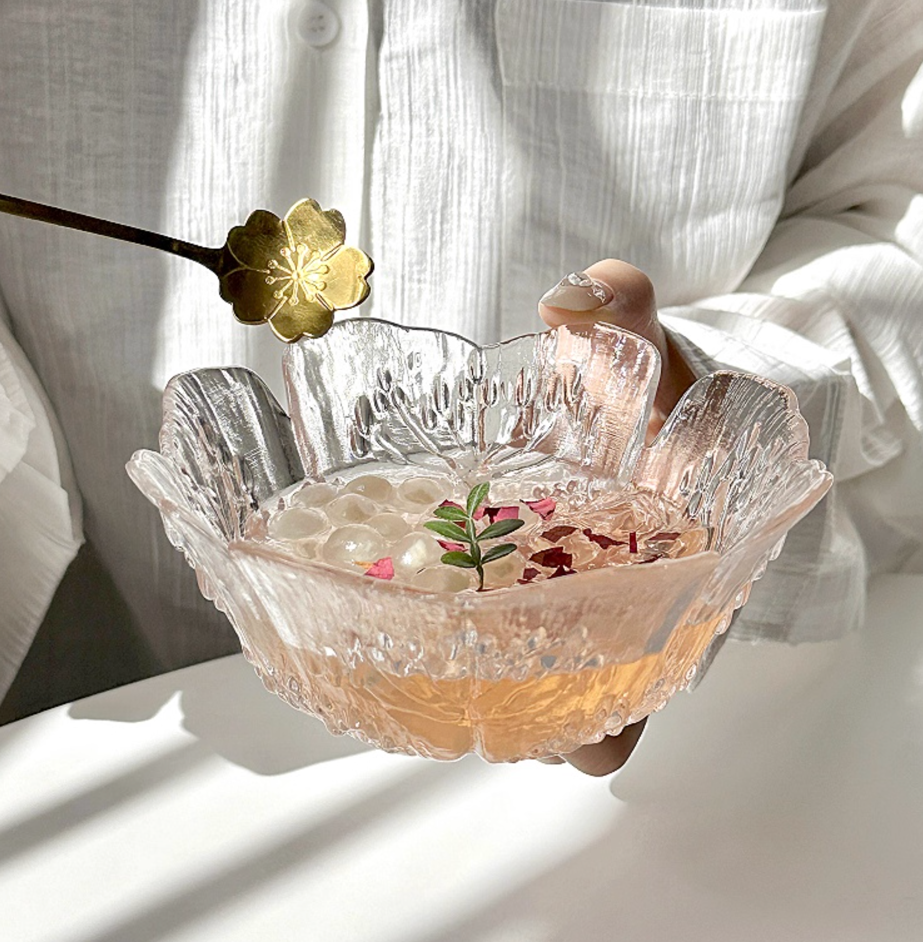 Glass Dessert Bowl Set | Fruit Bowl & Plates | Yogurt Bowl 220ml | Tableware Gift