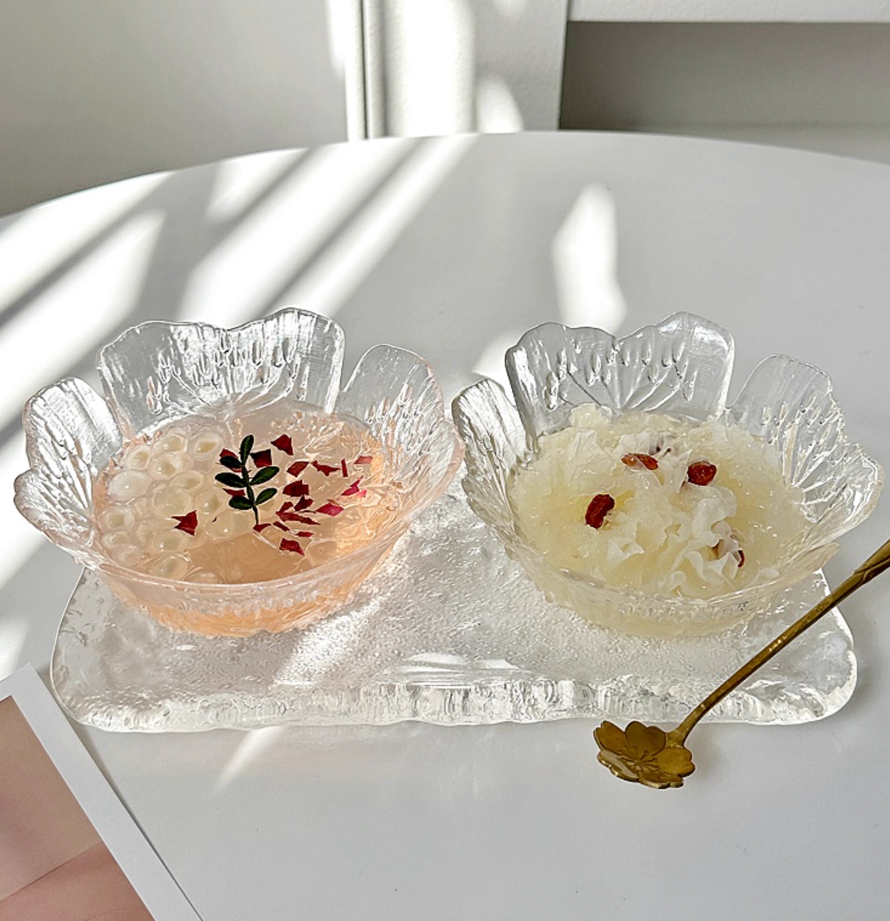 Glass Dessert Bowl Set | Fruit Bowl & Plates | Yogurt Bowl 220ml | Tableware Gift