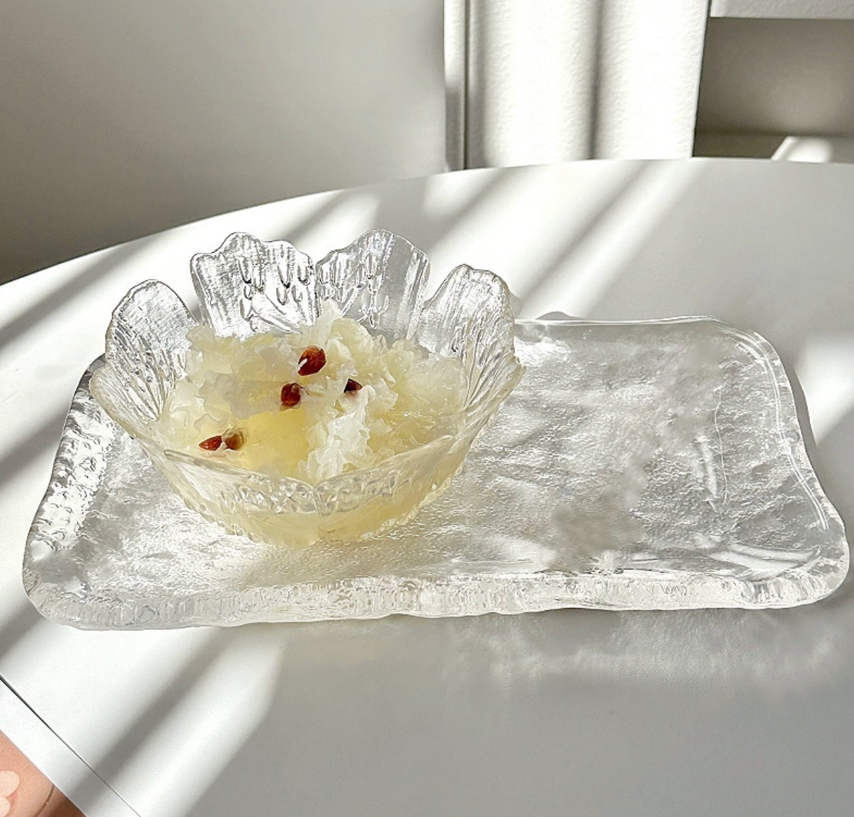 Glass Dessert Bowl Set | Fruit Bowl & Plates | Yogurt Bowl 220ml | Tableware Gift