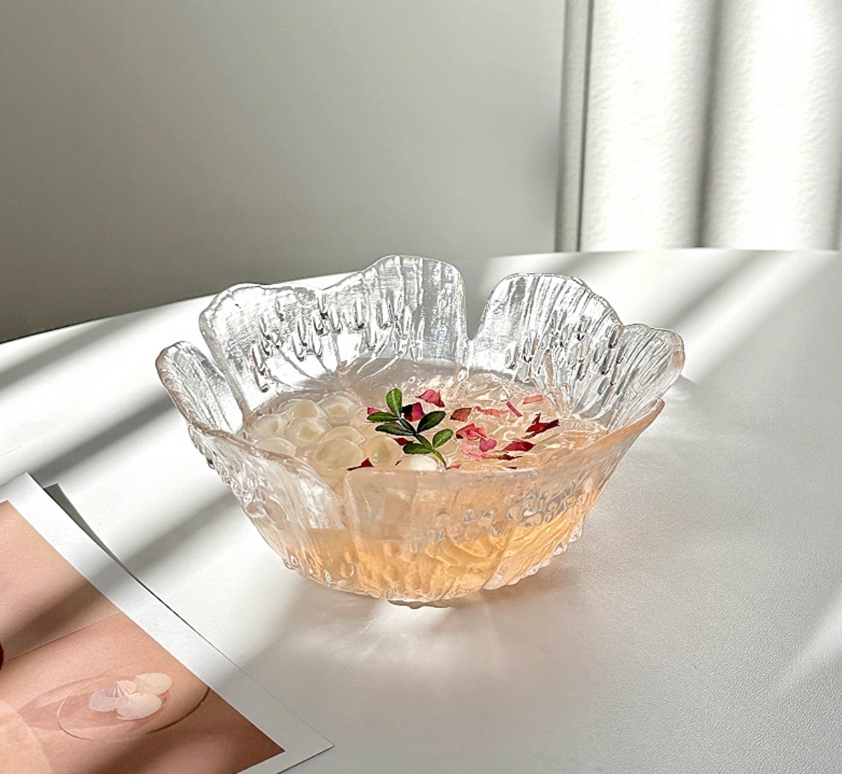 Glass Dessert Bowl Set | Fruit Bowl & Plates | Yogurt Bowl 220ml | Tableware Gift