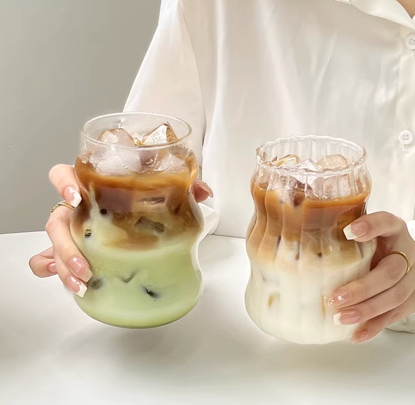 Cloud-Shaped Glass Cup | Aesthetic Iced Coffee Glass Cup - 530ml