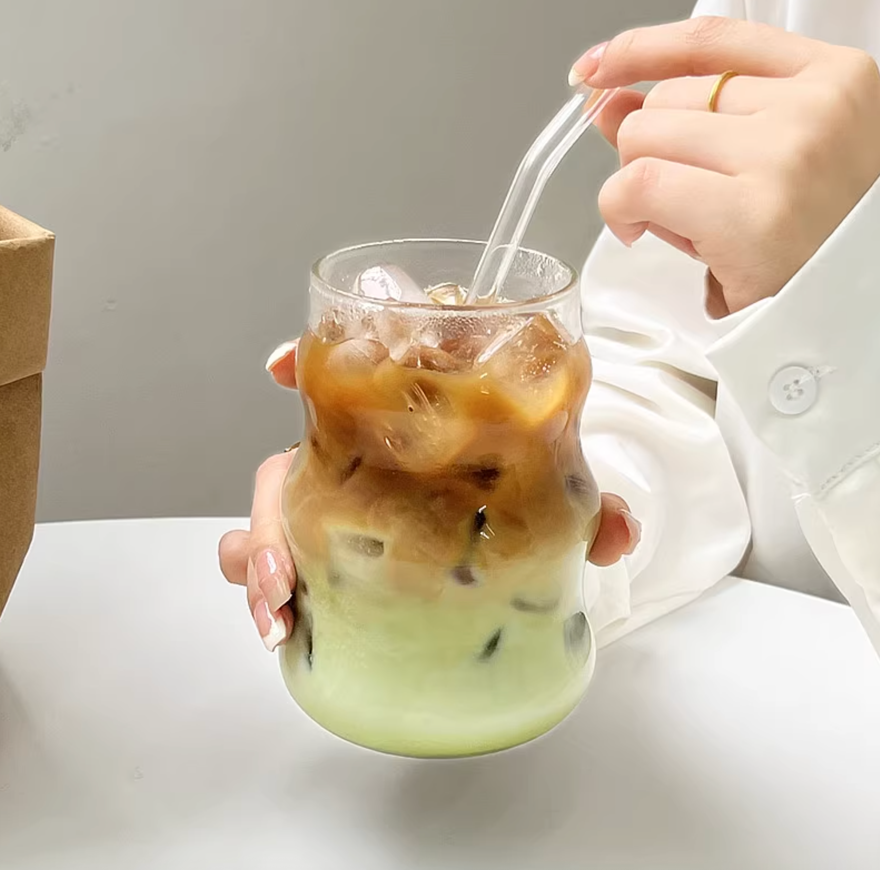 Cloud-Shaped Glass Cup | Aesthetic Iced Coffee Glass Cup - 530ml