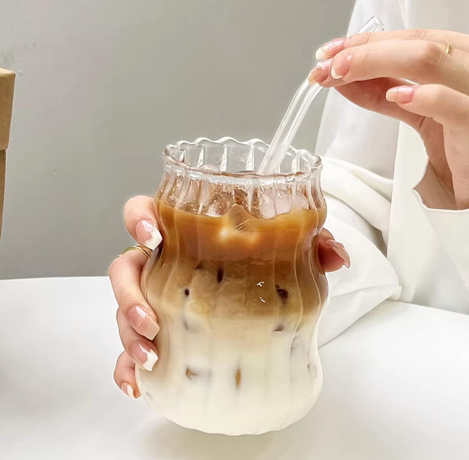 Cloud-Shaped Glass Cup | Aesthetic Iced Coffee Glass Cup - 530ml