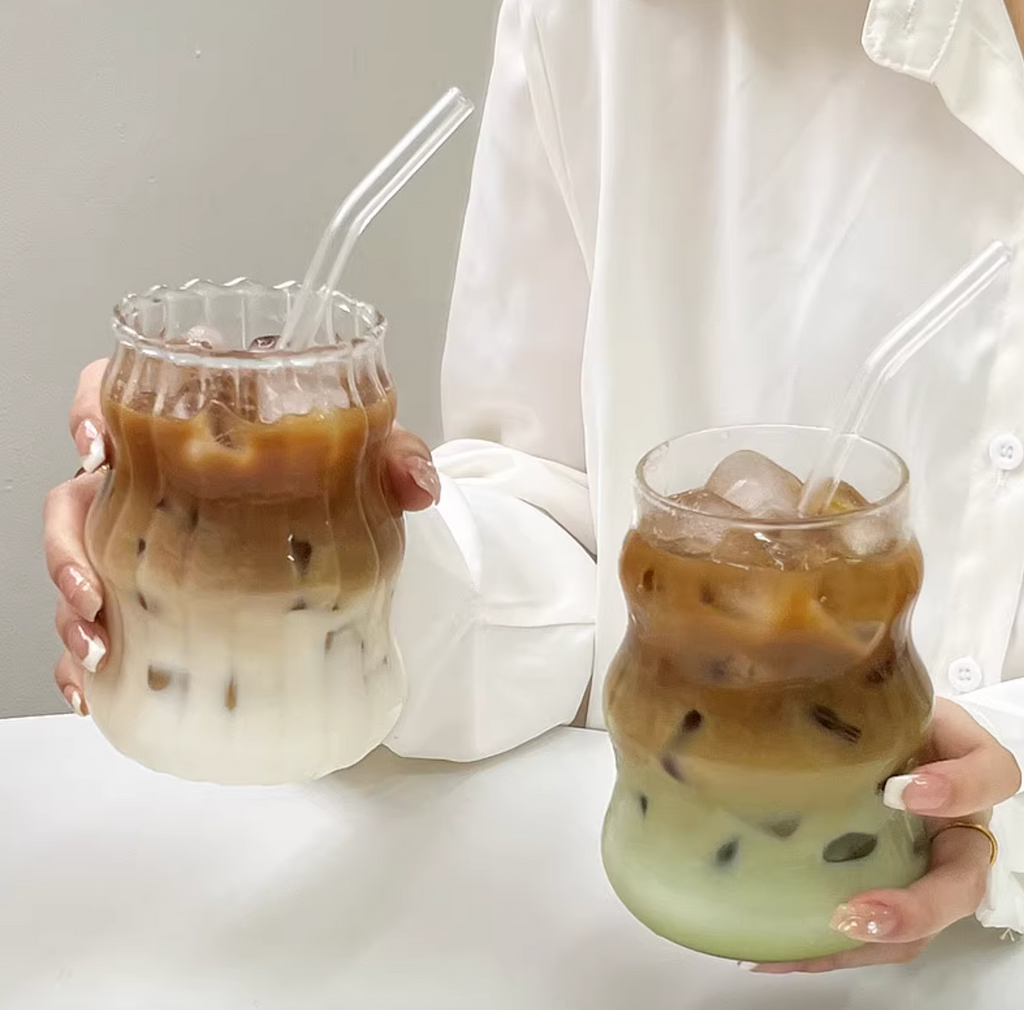 Cloud-Shaped Glass Cup | Aesthetic Iced Coffee Glass Cup - 530ml