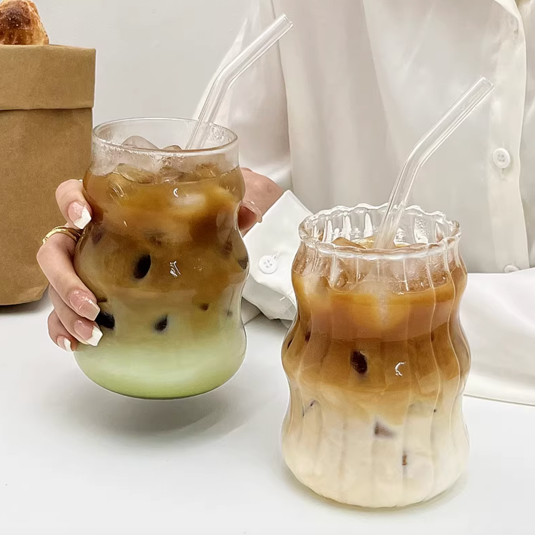 Cloud-Shaped Glass Cup | Aesthetic Iced Coffee Glass Cup - 530ml