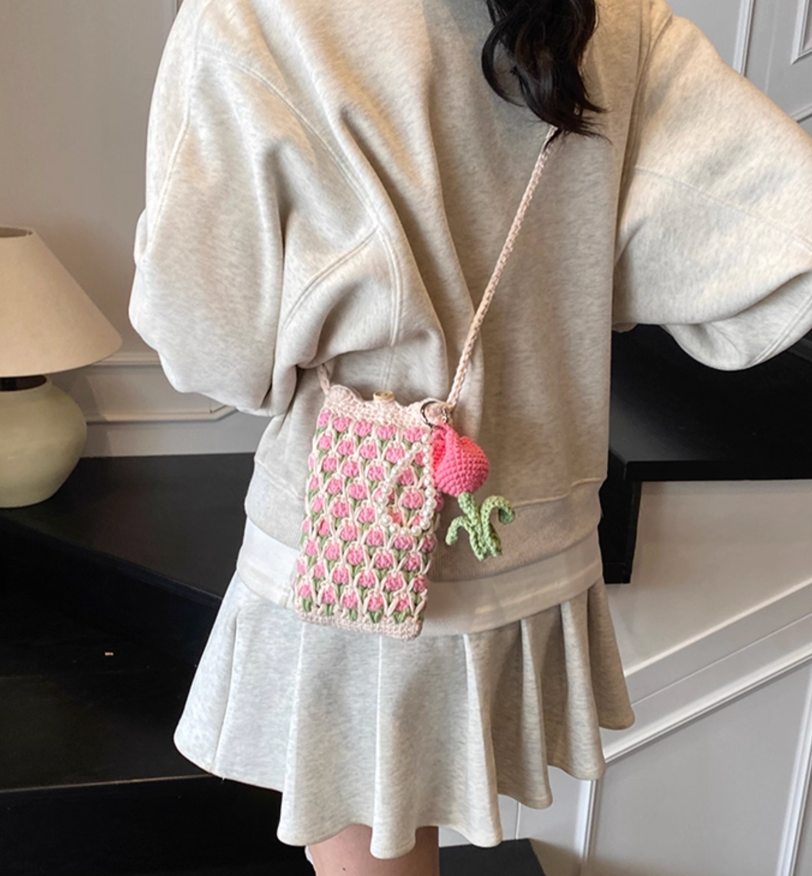 Crocheted Cell Phone Crossbody Bag