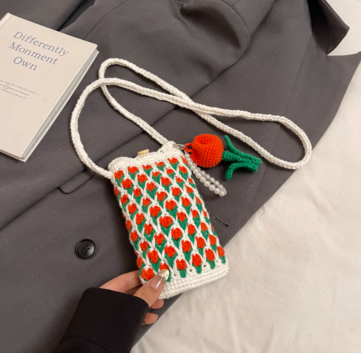 Crocheted Cell Phone Crossbody Bag