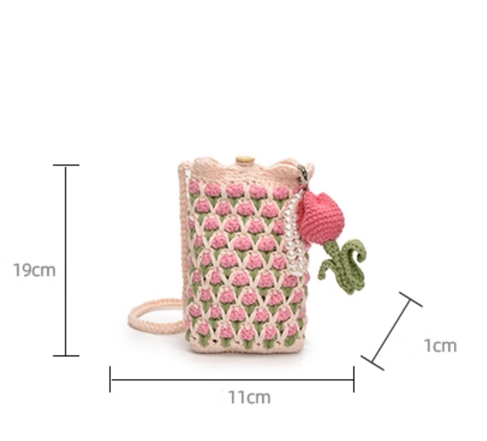 Crocheted Cell Phone Crossbody Bag