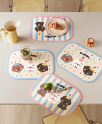 Cream Aesthetic Leather Waterproof Table Mat  | Modern Dining Mat |