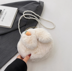 Plush Bunny Ear Handbag | Winter Furry Shoulder & Crossbody Bag | Cute Fluffy Chain Purse for Women  – 6 Colors