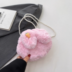 Plush Bunny Ear Handbag | Winter Furry Shoulder & Crossbody Bag | Cute Fluffy Chain Purse for Women  – 6 Colors