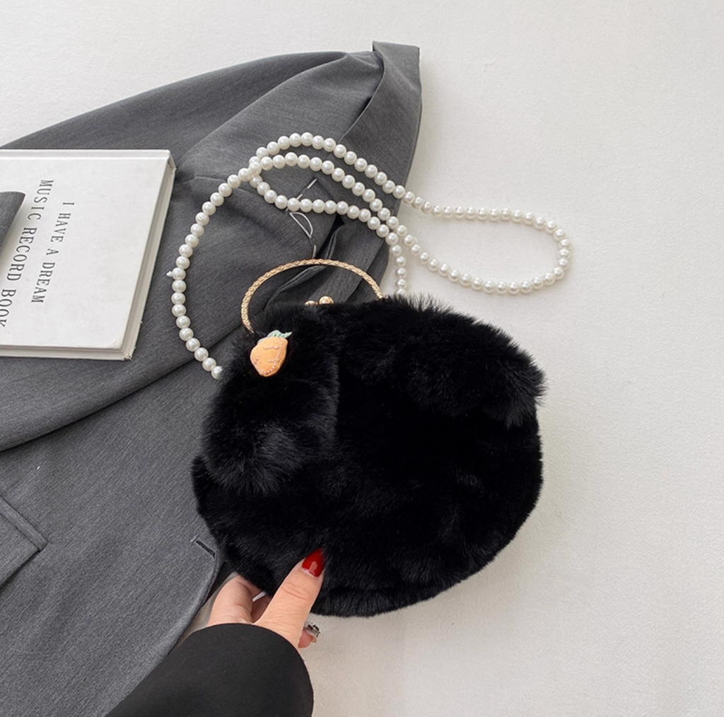Plush Bunny Ear Handbag | Winter Furry Shoulder & Crossbody Bag | Cute Fluffy Chain Purse for Women  – 6 Colors