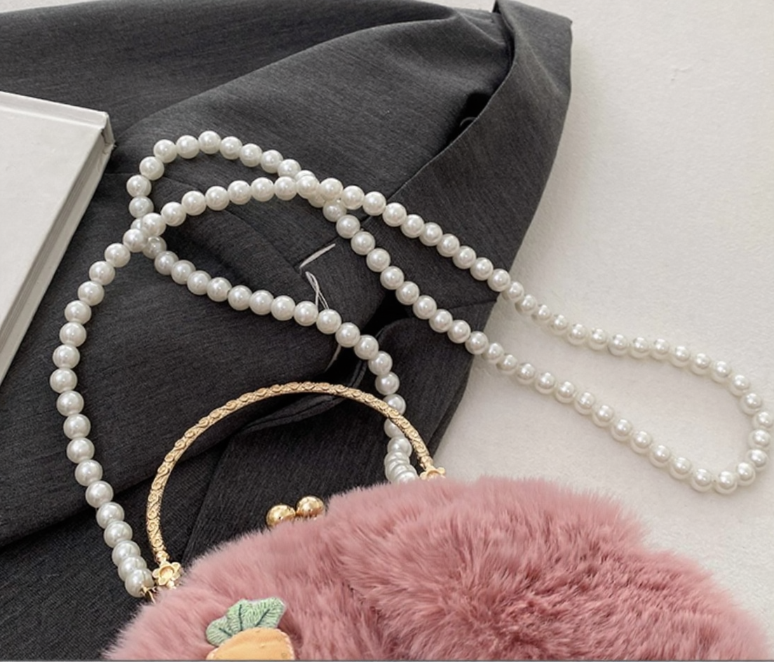 Plush Bunny Ear Handbag | Winter Furry Shoulder & Crossbody Bag | Cute Fluffy Chain Purse for Women  – 6 Colors