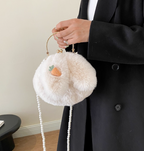 Plush Bunny Ear Handbag | Winter Furry Shoulder & Crossbody Bag | Cute Fluffy Chain Purse for Women  – 6 Colors