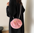 Plush Bunny Ear Handbag | Winter Furry Shoulder & Crossbody Bag | Cute Fluffy Chain Purse for Women  – 6 Colors