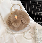 Plush Bunny Ear Handbag | Winter Furry Shoulder & Crossbody Bag | Cute Fluffy Chain Purse for Women  – 6 Colors