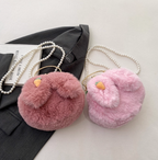 Plush Bunny Ear Handbag | Winter Furry Shoulder & Crossbody Bag | Cute Fluffy Chain Purse for Women  – 6 Colors