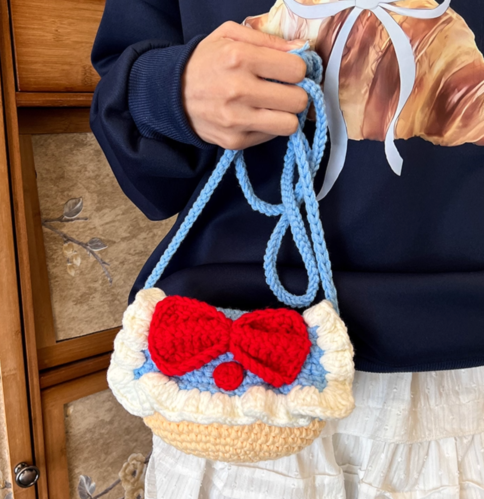 Donald Duck Crochet Crossbody Bag | Handmade Knitted Cotton Yarn Shoulder Bag | Purse for Women & Kids