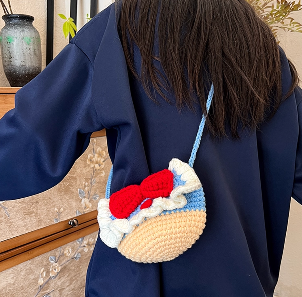 Donald Duck Crochet Crossbody Bag | Handmade Knitted Cotton Yarn Shoulder Bag | Purse for Women & Kids