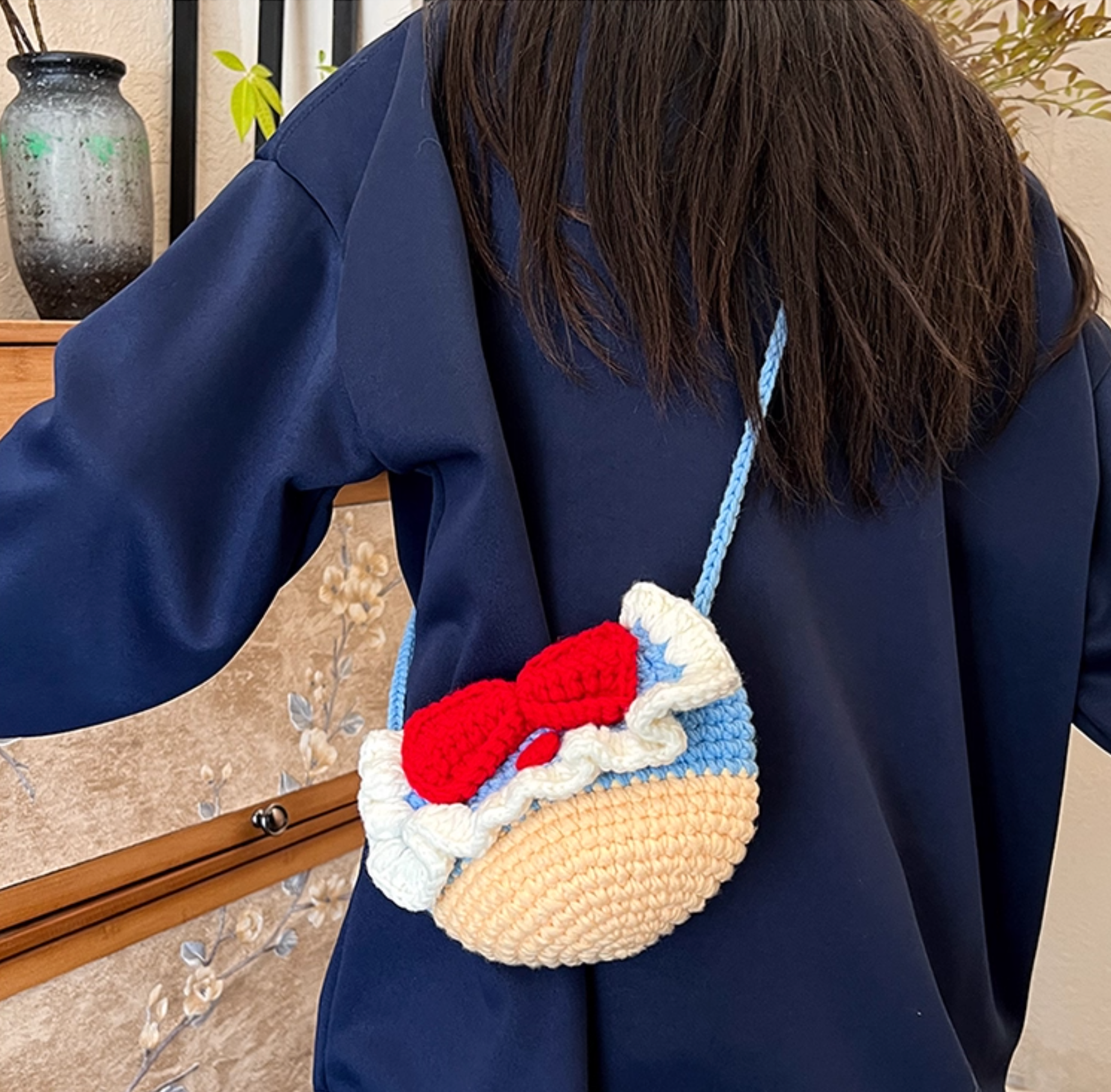 Donald Duck Crochet Crossbody Bag | Handmade Knitted Cotton Yarn Shoulder Bag | Purse for Women & Kids