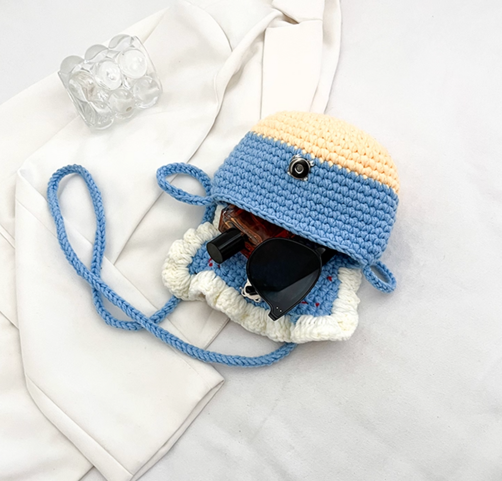 Donald Duck Crochet Crossbody Bag | Handmade Knitted Cotton Yarn Shoulder Bag | Purse for Women & Kids