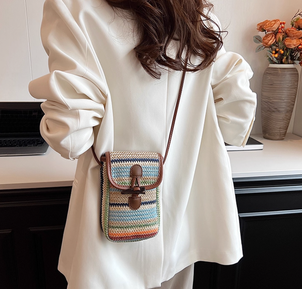 Crocheted Cell Phone Crossbody Bag | Boho Chic Small Phone Bag | Handmade Fall & Winter Purse