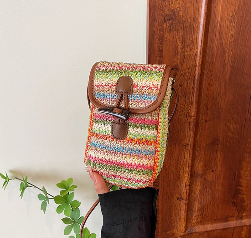 Crocheted Cell Phone Crossbody Bag | Boho Chic Small Phone Bag | Handmade Fall & Winter Purse