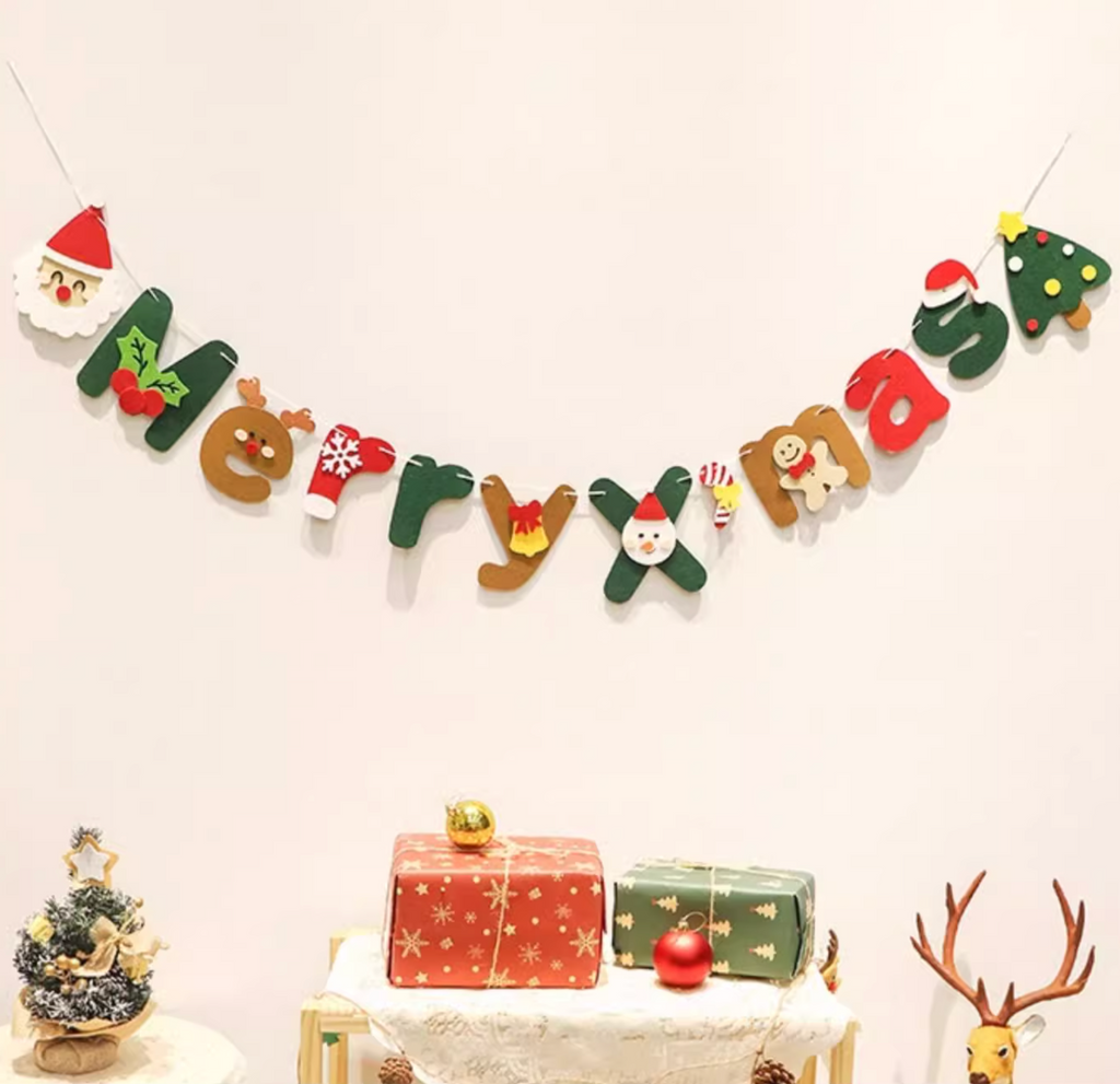 Christmas Felt Garland | Christmas Party Decoration | Holiday Banner |